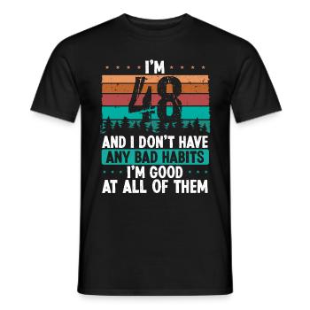 Anniversaire de 48 ans Drôle d’humour 48 anniversaire - T-shirt homme - noir - Devant - AI Model Male 178 light (178cm)