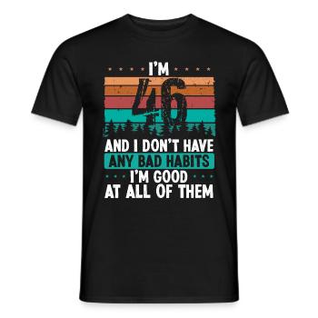 Anniversaire de 46 ans Drôle d’humour 46 anniversaire - T-shirt homme - noir - Devant - AI Model Male 178 light (178cm)
