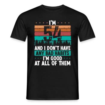 Anniversaire de 54 ans Drôle d’humour 54 anniversaire - T-shirt homme - noir - Devant - AI Model Male 178 light (178cm)