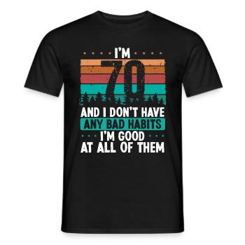 70 Year Old Birthday Funny Humor 70 Birthday - Männer T-Shirt - Schwarz - Vorne - AI Model Male 178 light (178cm)