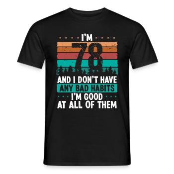 Anniversaire de 78 ans Drôle d’humour 78 anniversaire - T-shirt homme - noir - Devant - AI Model Male 178 light (178cm)