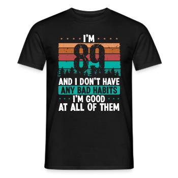 89 Year Old Birthday Funny Humor 89 Birthday - Men's T-Shirt - black - Front - AI Model Male 178 light (178cm)