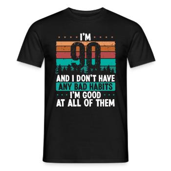 90 Year Old Birthday Funny Humor 90 Birthday - Men's T-Shirt - black - Front - AI Model Male 178 light (178cm)