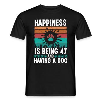 47 Year Old Happiness Dog Dad 47 Birthday Dog Mom - Männer T-Shirt - Schwarz - Vorne - AI Model Male 178 light (178cm)