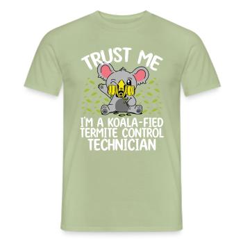 Travailleur de la lutte contre les termites Tech Koala Pest Officer - T-shirt homme - vert sauge - Devant - AI Model Male 178 light (178cm)