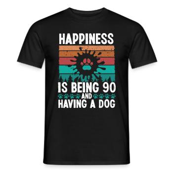 90 Year Old Happiness Dog Dad 90 Birthday Dog Mom - Men's T-Shirt - black - Front - AI Model Male 178 light (178cm)