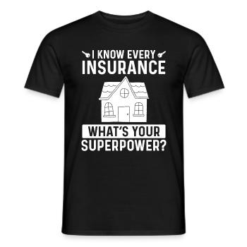 House Insurance Agent Superpower Life Broker - Men's T-Shirt - black - Front - AI Model Male 178 light (178cm)