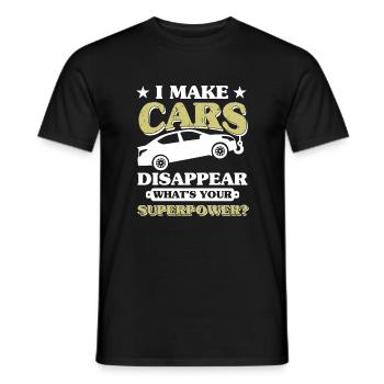 I Make Cars Dissapear Superpower, Abschleppwagen - Männer T-Shirt - Schwarz - Vorne - AI Model Male 178 light (178cm)