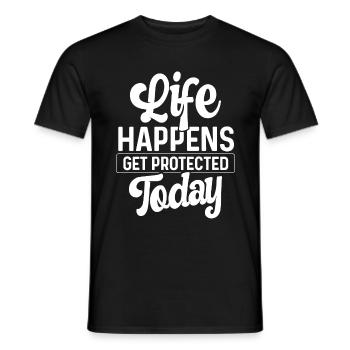 L’assurance vie se passe être protégé aujourd’hui Agent - T-shirt homme - noir - Devant - AI Model Male 178 light (178cm)