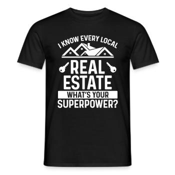 Real Estate Agent Know every local Estate Broker - Men's T-Shirt - black - Front - AI Model Male 178 light (178cm)