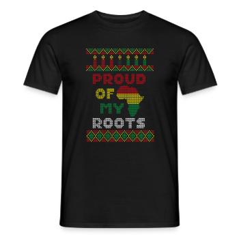 Proud Of My Roots, Kwanzaa Ugly Christmas Sweater - Men's T-Shirt - black - Front - AI Model Male 178 light (178cm)