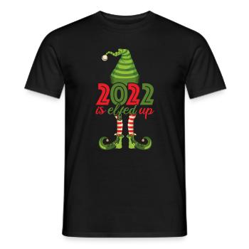 2022 est Elfed Up - Drôle de pyjama familial de Noël - T-shirt homme - noir - Devant - AI Model Male 178 light (178cm)