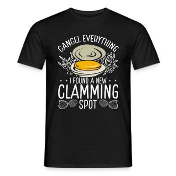 Clam Cancel Everything found new Clamming Spot - Men's T-Shirt - black - Front - AI Model Male 178 light (178cm)