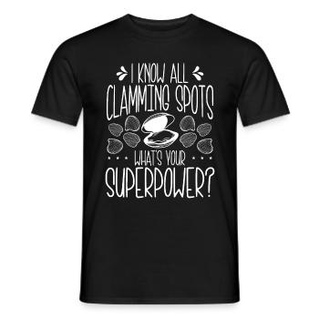 Clam know all clamming Spot Superpower Clam Digger - Men's T-Shirt - black - Front - AI Model Male 178 light (178cm)