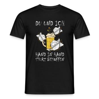 Bier Darts Verein Bar Verein Hand in Hand besoffen - Männer T-Shirt - Schwarz - Vorne - AI Model Male 178 light (178cm)
