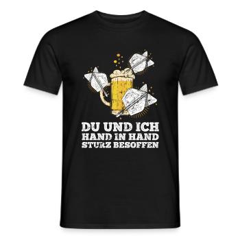 Bier Darts Verein Bar Verein Hand in Hand besoffen - Männer T-Shirt - Schwarz - Vorne - AI Model Male 178 light (178cm)