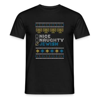 Nice Naughty Jewish, Hanukkah Jüdischer Sweater - Männer T-Shirt - Schwarz - Vorne - AI Model Male 178 light (178cm)