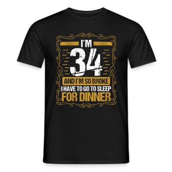 34 Idea Funny Go to Sleep for Dinner Year Humor - Männer T-Shirt - Schwarz - Vorne - AI Model Male 178 light (178cm)