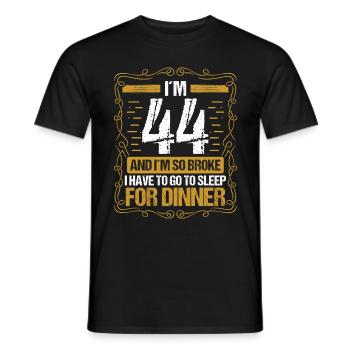 44 Idée drôle Aller dormir pour le dîner Humour de l’année - T-shirt homme - noir - Devant - AI Model Male 178 light (178cm)