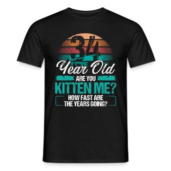 34 Year Old Funny Cat Owner Birthday Idea Kitten - Männer T-Shirt - Schwarz - Vorne - AI Model Male 178 light (178cm)