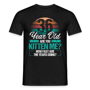 36 ans drôle de chat propriétaire idée d’anniversaire chaton - T-shirt homme - noir - Devant - AI Model Male 178 light (178cm)