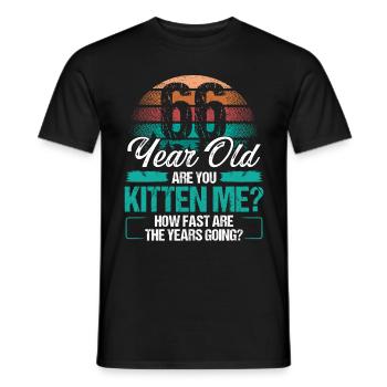 66 Year Old Funny Cat Owner Birthday Idea Kitten - Männer T-Shirt - Schwarz - Vorne - AI Model Male 178 light (178cm)