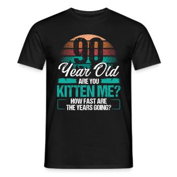 90 Year Old Funny Cat Owner Birthday Idea Kitten - Männer T-Shirt - Schwarz - Vorne - AI Model Male 178 light (178cm)