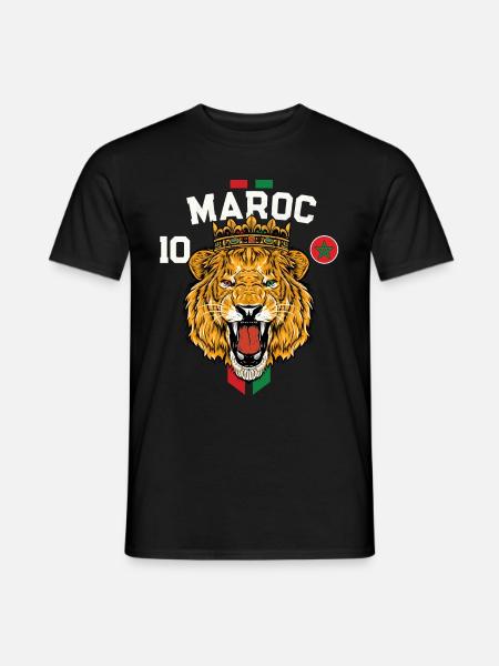 Maroc Lion Drapeau Maillot Football Équipe Sport - T-shirt homme - noir