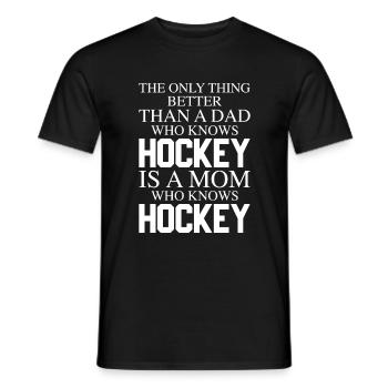 A Mom Who Knows Hockey, Eishockey Mama - Männer T-Shirt - Schwarz - Vorne - AI Model Male 178 light (178cm)