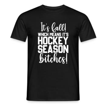 C’est l’automne, ce qui signifie que c’est la saison du hockey hockey sur glace - T-shirt homme - noir - Devant - AI Model Male 178 light (178cm)