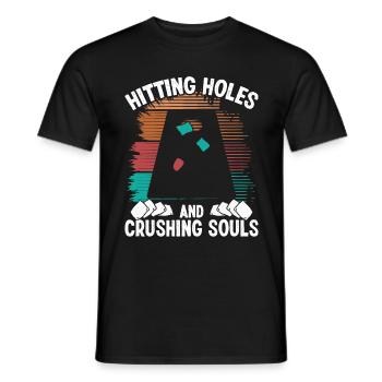 Cornhole Player Hitting Holes Souls Corn Hole Toss - T-shirt homme - noir - Devant - AI Model Male 178 light (178cm)