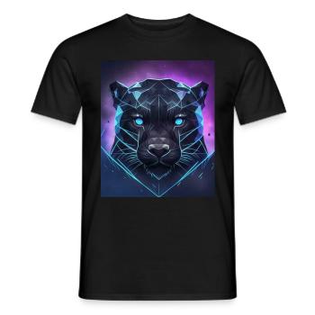 Geometrisch Panther Polygon Abstrakt Mystisch - Männer T-Shirt - Schwarz - Vorne - AI Model Male 178 light (178cm)