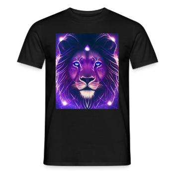 Polygone géométrique Lion Abstrait Mystique - T-shirt homme - noir - Devant - AI Model Male 178 light (178cm)