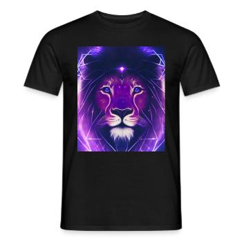 Polygone géométrique Lion Abstrait Mystique - T-shirt homme - noir - Devant - AI Model Male 178 light (178cm)