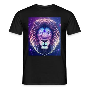 Polygone géométrique Lion Abstrait Mystique - T-shirt homme - noir - Devant - AI Model Male 178 light (178cm)