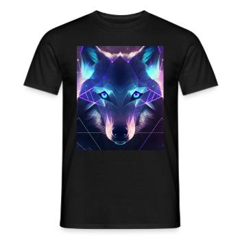 Polygone de loup géométrique abstrait mystique - T-shirt homme - noir - Devant - AI Model Male 178 light (178cm)