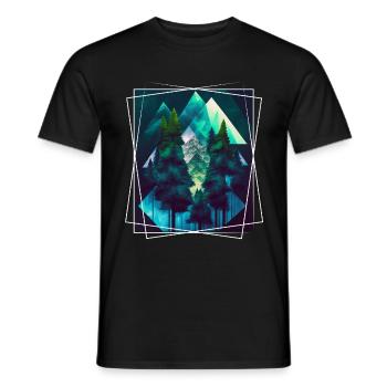 Geometric Nature Trance Polygon Abstract Mystical - Men's T-Shirt - black - Front - AI Model Male 178 light (178cm)