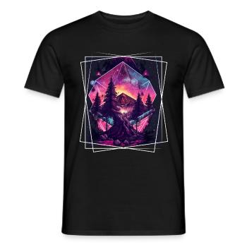 Geometric Nature Trance Polygon Abstract Mystical - Men's T-Shirt - black - Front - AI Model Male 178 light (178cm)