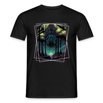 Nature géométrique Trance Polygone Abstrait Mystique - T-shirt homme - noir - Devant - AI Model Male 178 light (178cm)
