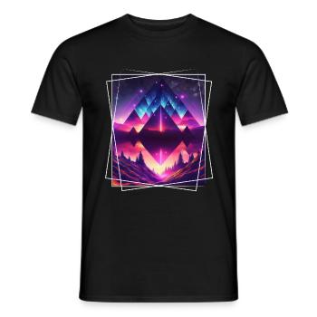 Nature géométrique Trance Polygone Abstrait Mystique - T-shirt homme - noir - Devant - AI Model Male 178 light (178cm)