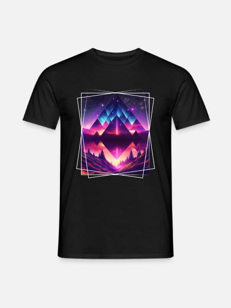 Geometric Nature Trance Polygon Abstract Mystical - Men's T-Shirt - black