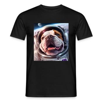 Bulldog Astronaut Dog Outer Space - Men's T-Shirt - black - Front - AI Model Male 178 light (178cm)
