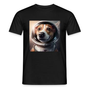 Jack Russel Astronaut Dog Space Space - Men's T-Shirt - black - Front - AI Model Male 178 light (178cm)