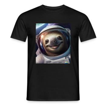 Faultier Astronaut Space Weltall Weltraum - Männer T-Shirt - Schwarz - Vorne - AI Model Male 178 light (178cm)