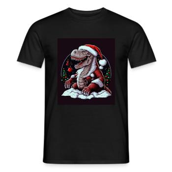 Dino T-Rex Christmas Tree Fairy Lights Hiver - T-shirt homme - noir - Devant - AI Model Male 178 light (178cm)