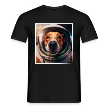 Bulldog Astronaut Dog Space Space - Men's T-Shirt - black - Front - AI Model Male 178 light (178cm)