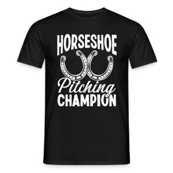 Horseshoe Pitching Game Pitching Champion Tosser - Men's T-Shirt - black - Front - AI Model Male 178 light (178cm)