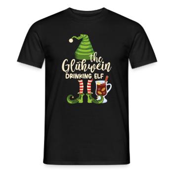 The Gluehwein Drinking Elf, Mulled Wine Christmas - Männer T-Shirt - Schwarz - Vorne - AI Model Male 178 light (178cm)