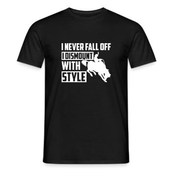 I Never Fall Off Dismount With Style, Rodeo reiten - Männer T-Shirt - Schwarz - Vorne - AI Model Male 178 light (178cm)