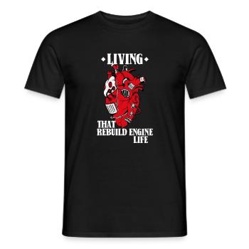 Living That Rebuild Engine Life, Operation Heart - Men's T-Shirt - black - Front - AI Model Male 178 light (178cm)